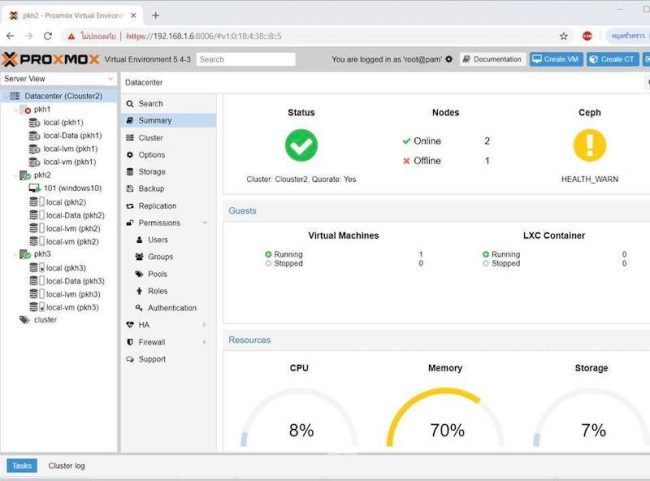 PROXMOX VE DASHBOARD